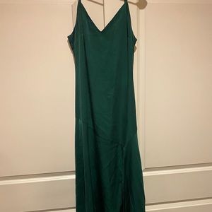 Lulus silk slip emerald maxi dress